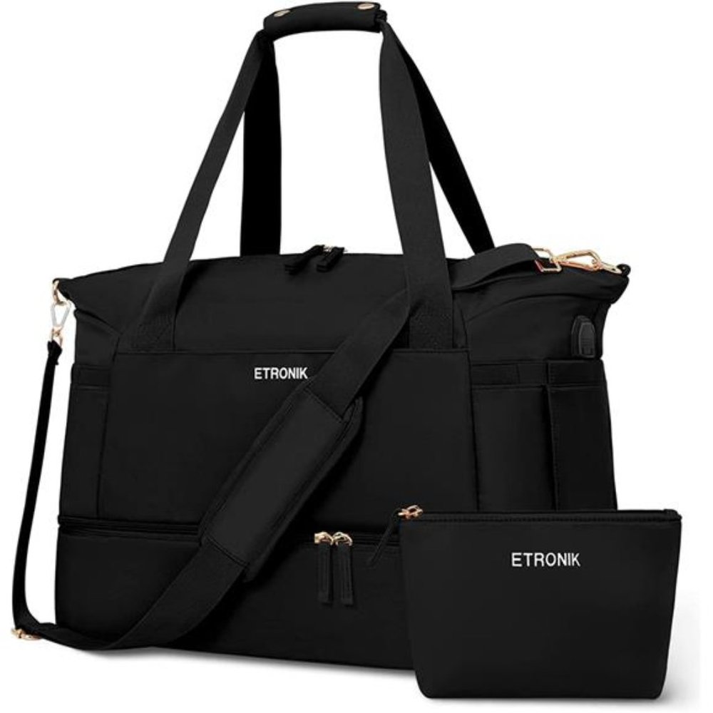 Gym Bag for Women Sports Travel Duffel w/ USB Charging Port Weekender Overnight